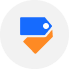 consumer products icon with orange and blue shopping tags
