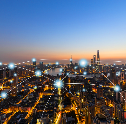 Connected smart city network representing digital government infrastructure and public sector service delivery