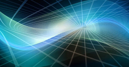 abstract blue wave over a dark background with grid lines