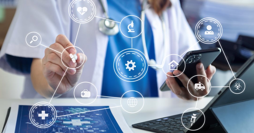 Healthcare professional sitting at a desk